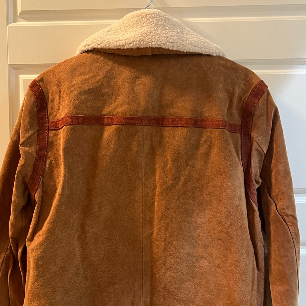 Blank NYC Brown Suede Bomber Jacket with Cream Shearling Collar - Picture 8 of 8